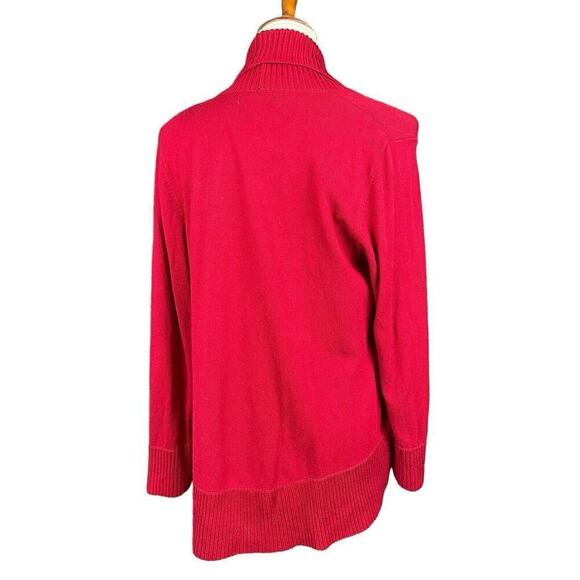Dress Barn Open Cardigan Sweater Women Size XL Petite Red Drape Casual - Picture 5 of 9
